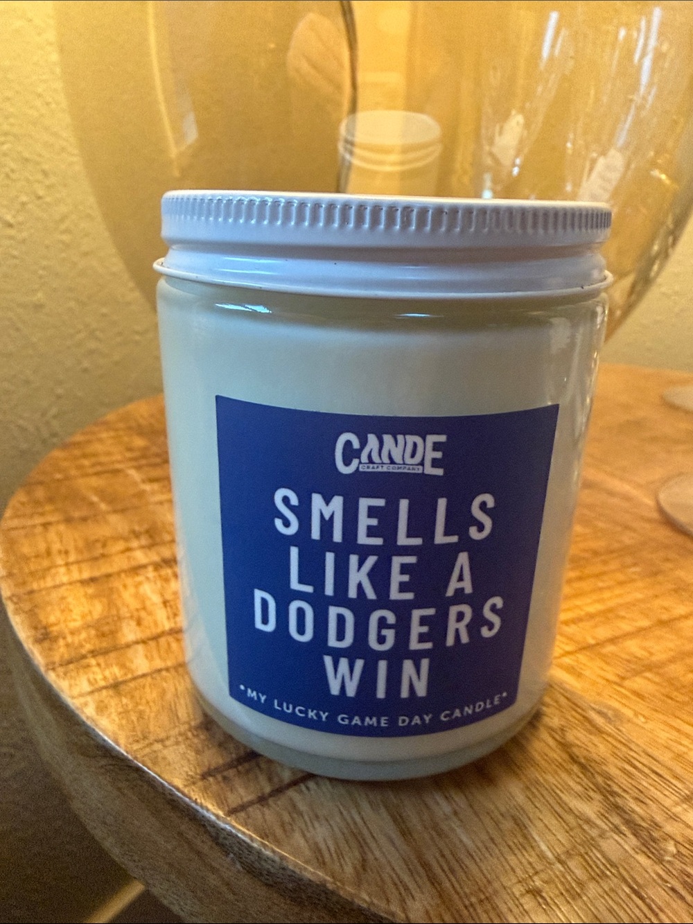 Smells Like a Dodgers Win Scented Jar Candle - Blue Label, White Jar